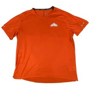 Nike Trail Dri FIT Orange Running T Shirt Men's XL Athletic Gym Workout Top